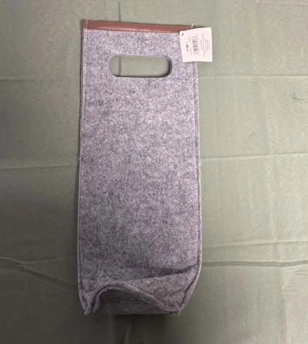 Gray Felt Wine Bottle Gift Bag 6 in x 15 in